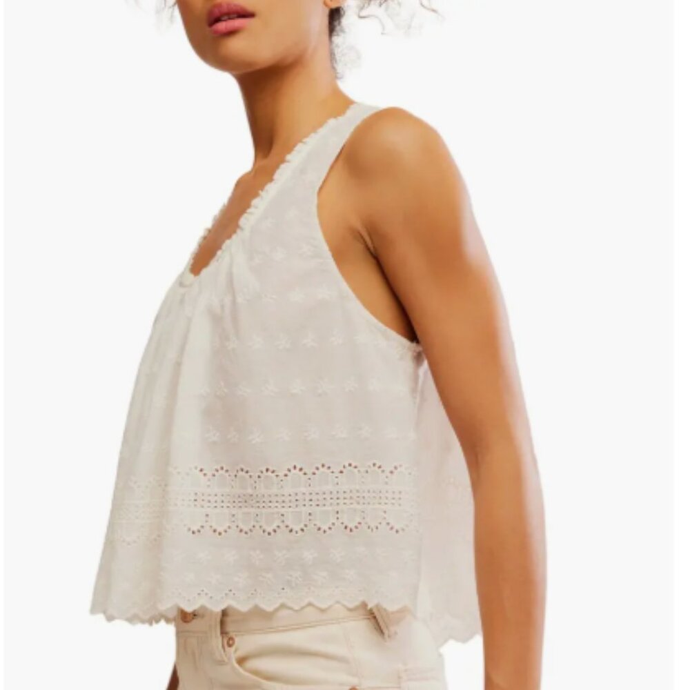 new FREE PEOPLE Marina Eyelet Tank / Clean Ivory 257 2S7